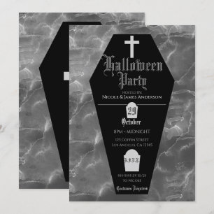Black Coffin Grabstein Gothic Halloween-Party Einladung