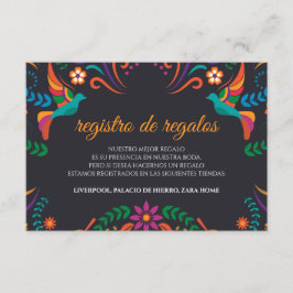 Black Colorful Floral Nuestra Boda Spanish Wedding Begleitkarte