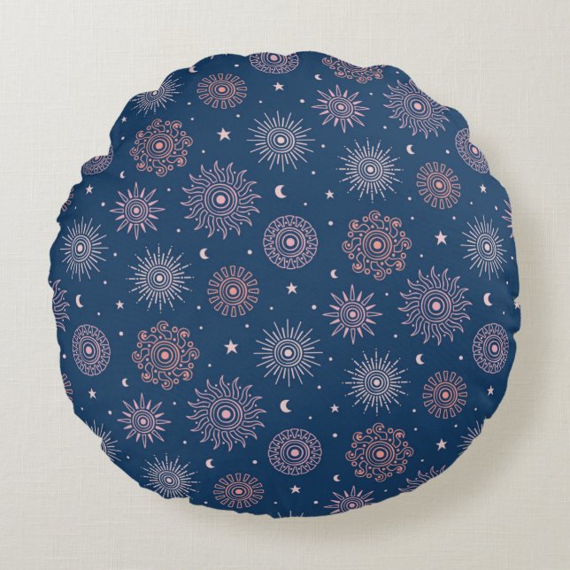 Black colour circle Pillow Rundes Kissen (Vorderseite)