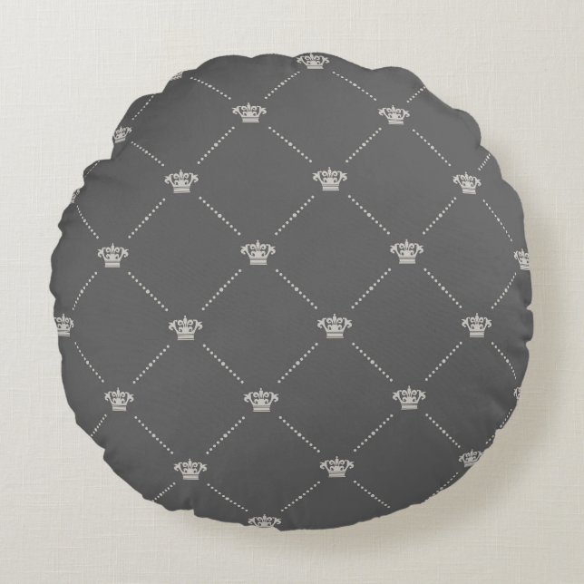 Black colour Round Pillow Rundes Kissen (Vorderseite)