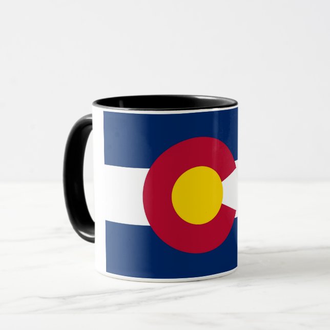 Black Combo Tasse mit der Flagge Colorado, USA (Vorderseite Links)