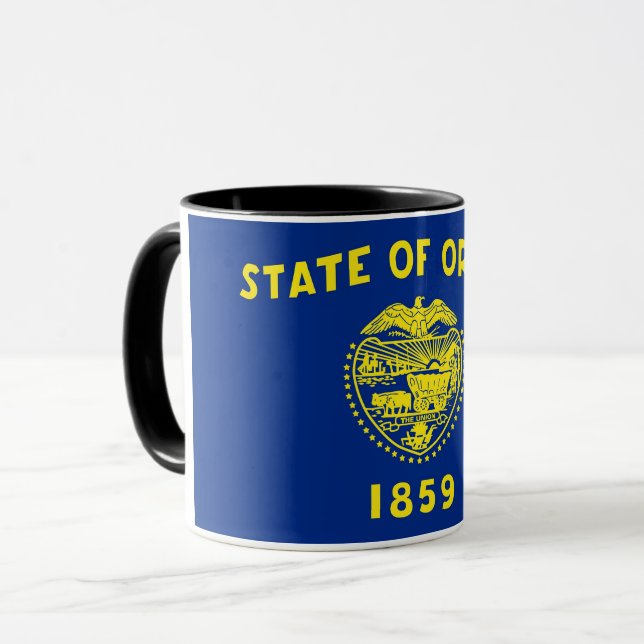Black Combo Tasse mit der Flagge des Staat Oregon, (Vorderseite Links)