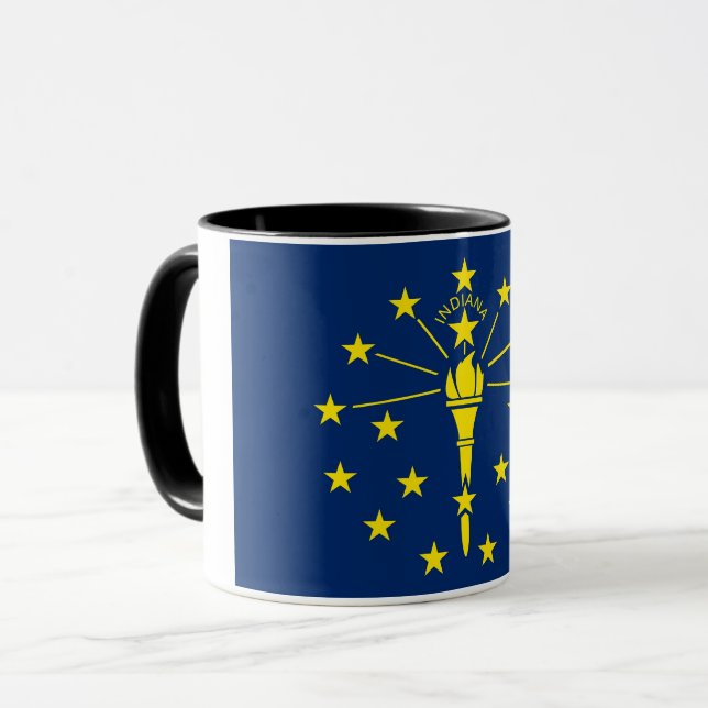 Black Combo Tasse mit der Flagge von Indiana, USA (Vorderseite Links)