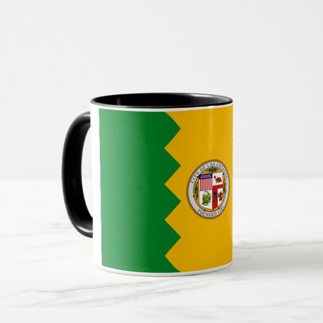 Black Combo Tasse mit der Flagge von Los Angeles,  (Vorderseite Links)