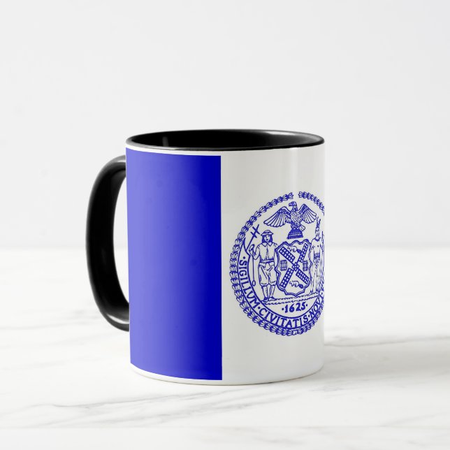 Black Combo Tasse mit der Flagge von New York City (Vorderseite Links)