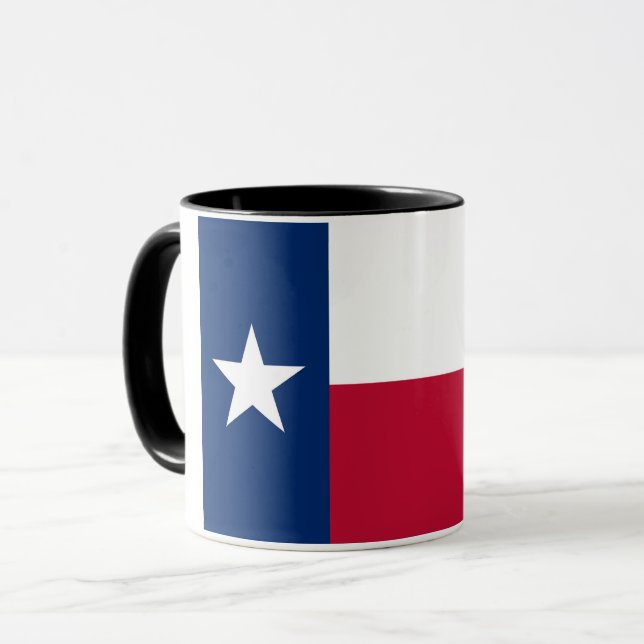 Black Combo Tasse mit der Flagge von Texas, USA (Vorderseite Links)