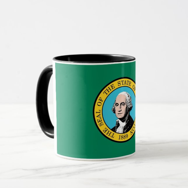 Black Combo Tasse mit Flagge des Washingtoner Staa (Vorderseite Links)