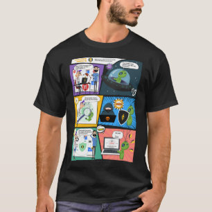 Black Comic Greenie AI Protector Man T - Shirt