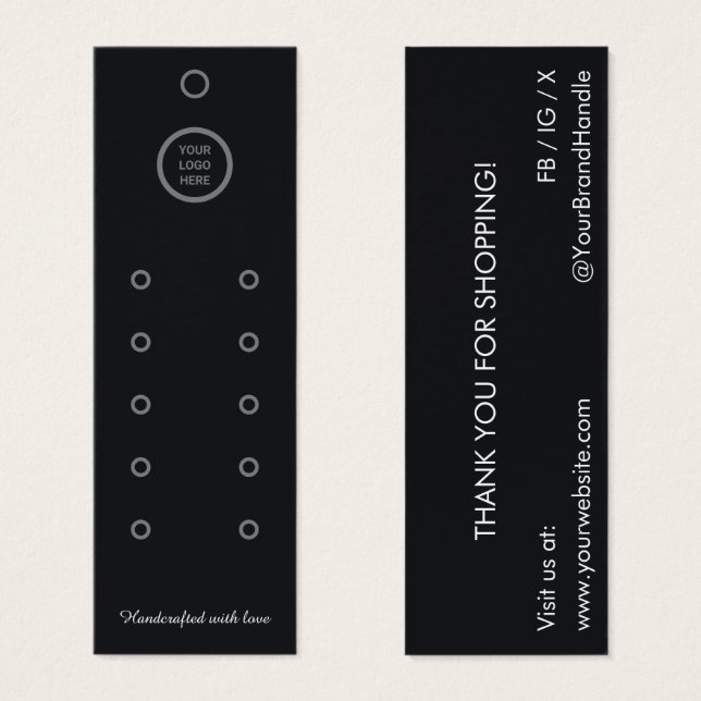 Black Compact Multi-Row Earring Displang Hang Card (Vorne & Hinten)