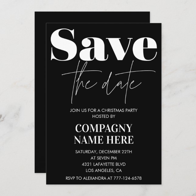 Black Company Weihnachtseinladungen Save the Date Einladung (Vorne/Hinten)