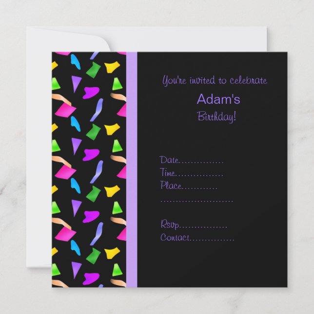 Black Confetti BIRTHDAY INVITATION Einladung (Vorderseite)