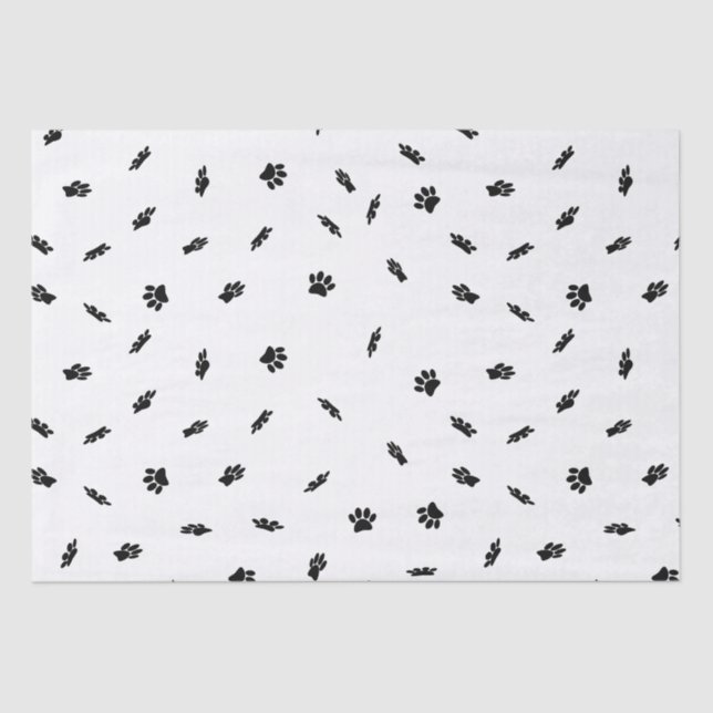 Black Confetti Dog Paw Print Muster Custom Seidenpapier (Vorderseite)