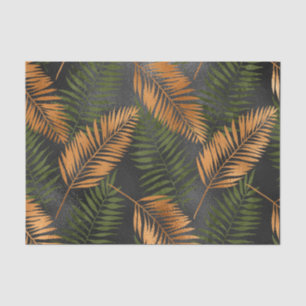 Black Copper Brown Palm Tree Leaf Glam Tropical Seidenpapier
