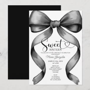 Black Coquette Bow 16. Geburtstag Einladung