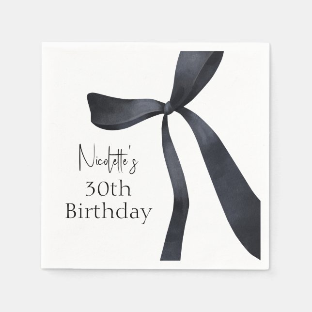 Black Coquette Bow Altes Geld 30. Geburtstag Serviette (Vorderseite)