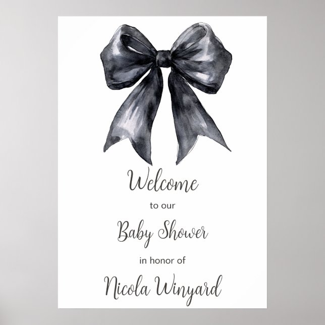 Black Coquette Bow Baby Dusche Poster (Vorne)
