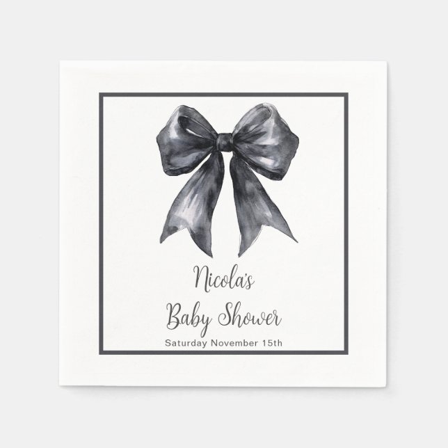 Black Coquette Bow Baby Dusche Serviette (Vorderseite)