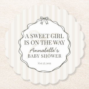 Black Coquette Bow Beige Baby Dusche Untersetzer