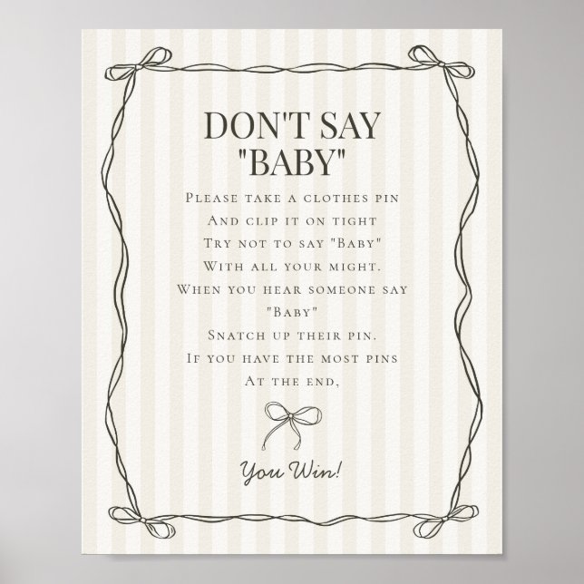 Black Coquette Bow Beige Dont Say Baby Showspiel Poster (Vorne)