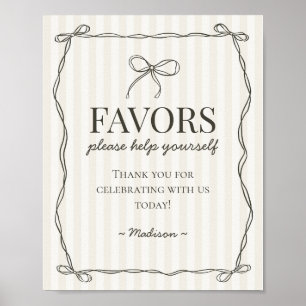 Black Coquette Bow Beige Favoriten Zeichen Poster