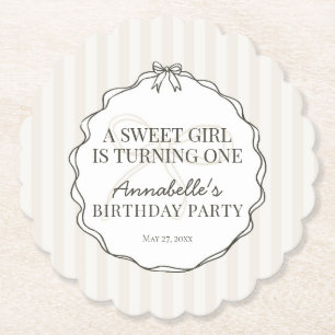 Black Coquette Bow Beige Geburtstagsparty Untersetzer