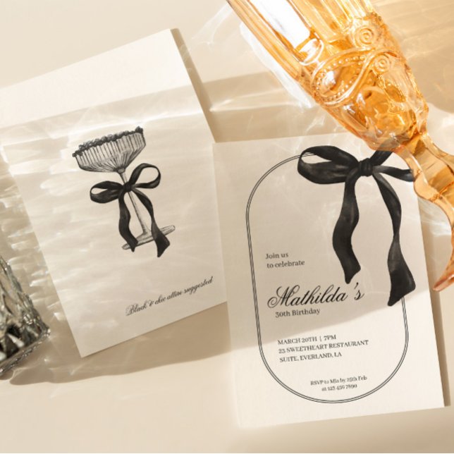 Black Coquette Bow Birthday Invitation Einladung (Von Creator hochgeladen)
