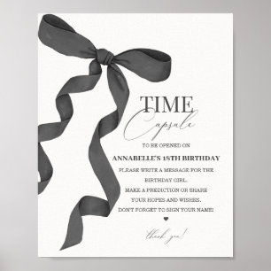 Black Coquette Bow Birthday Time Kapsel Zeichen Poster