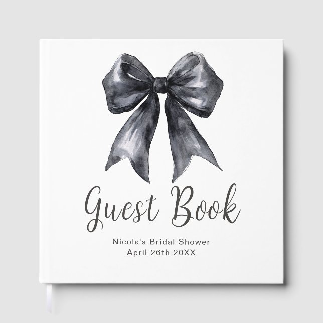 Black Coquette Bow Bridal Shower Guest Book Gästebuch (Vorderseite)