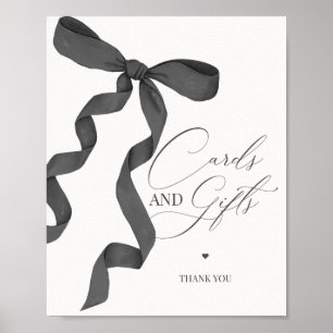Black Coquette Bow Cards and Gifts Party Signature Poster