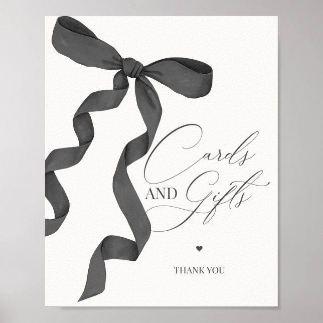 Black Coquette Bow Cards and Gifts Party Signature Poster (Vorne)
