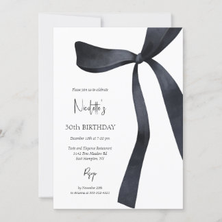 Black Coquette Bow Elegant 30. Geburtstag Einladung