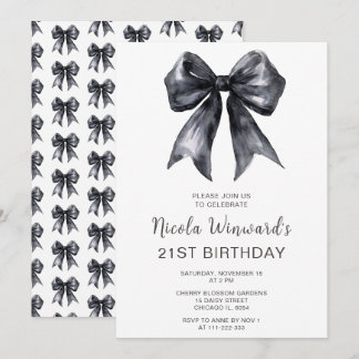 Black Coquette Bow Geburtstagsparty Einladung