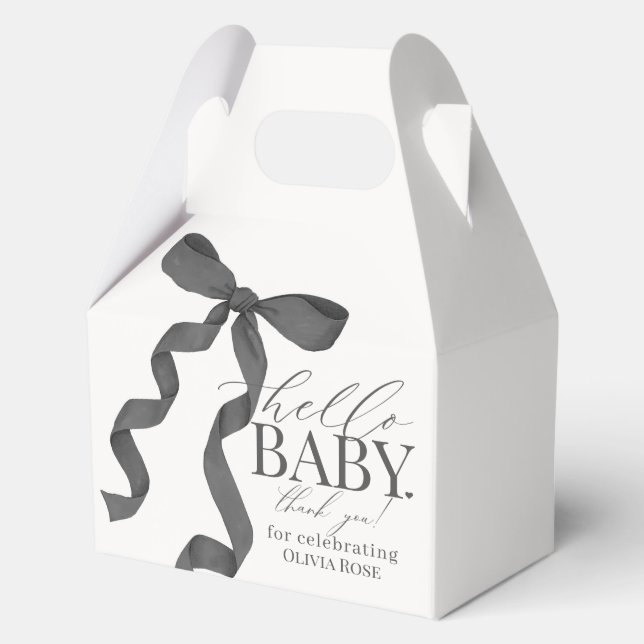 Black Coquette Bow Girl Babydusche Geschenk Geschenkschachtel (Vorderseite)
