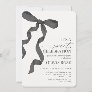 Black Coquette Bow Girl Geburtstagsparty Einladung