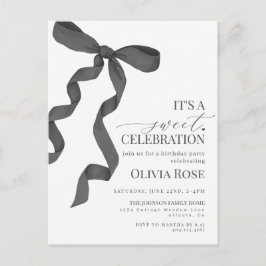 Black Coquette Bow Girl Geburtstagsparty Einladung Postkarte