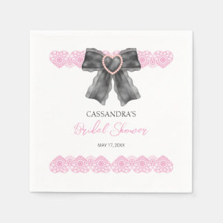 Black Coquette Bow Pink Lace Brautparty Serviette