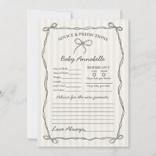 Black Coquette Bow Ratschlag für Babyduschkarte Einladung