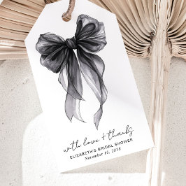 Black Coquette Bow Watercolor Brautparty Geschenkanhänger