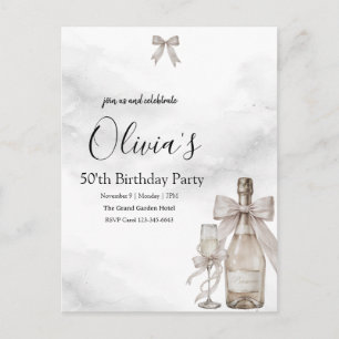 Black Coquette Minimalist Elegant 50. Geburtstag Postkarte
