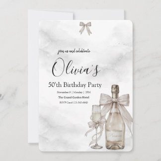 Black Coquette Minimalist Elegant 50th Birthday Einladung