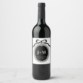 Black Coquette Monogram Charm Weinetikett