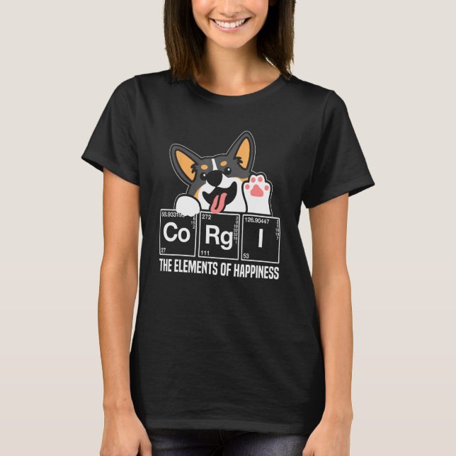 Black Corgi Periodic Table Chemistry Science Teach T-Shirt (Vorderseite)