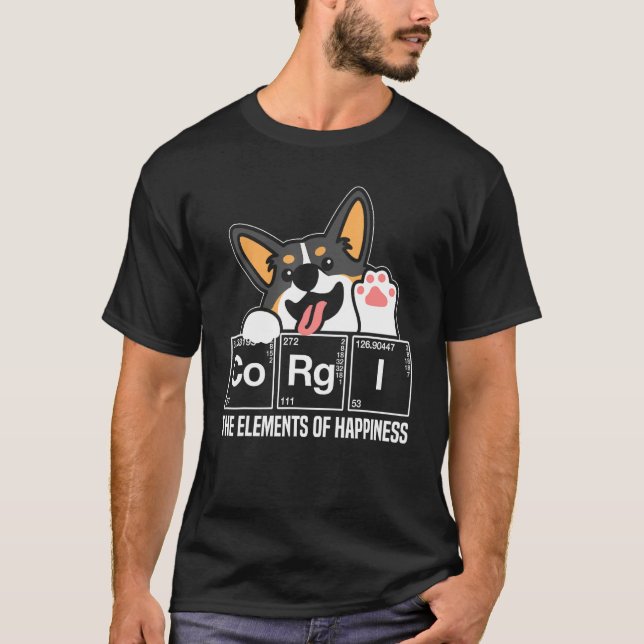 Black Corgi Periodic Table Chemistry Science Teach T-Shirt (Vorderseite)