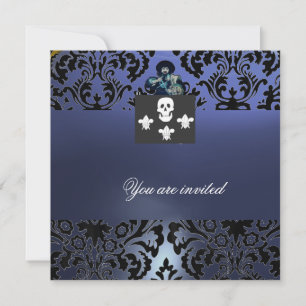 BLACK CORSAIR SKULL & LILIE MONOGRAM blau Einladung