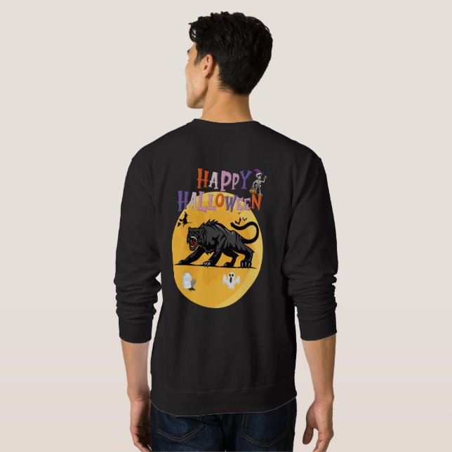 black cougar on halloween night invitation card sweatshirt (Schwarz voll)