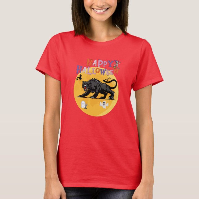 black cougar on halloween night T-Shirt (Vorderseite)