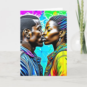 Black Couple Kissing in Liebe Jubiläum Karte