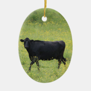 Black Cow Keramik Ornament