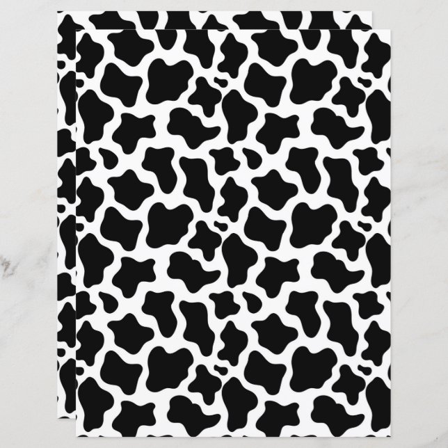 Black Cow Print Scrapbook Paper (Vorne/Hinten)