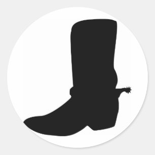 Black Cowboy Boot mit Spurs Runder Aufkleber